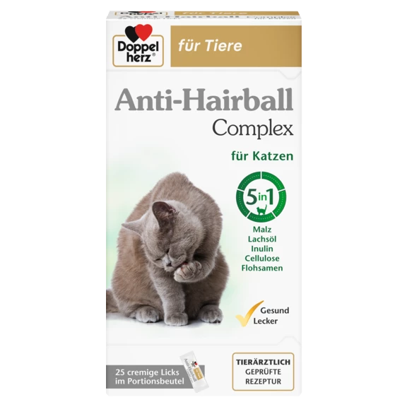 Illustration of the product packaging Doppelherz für Tiere COMPLEX ANTI-HAIRBALL front view